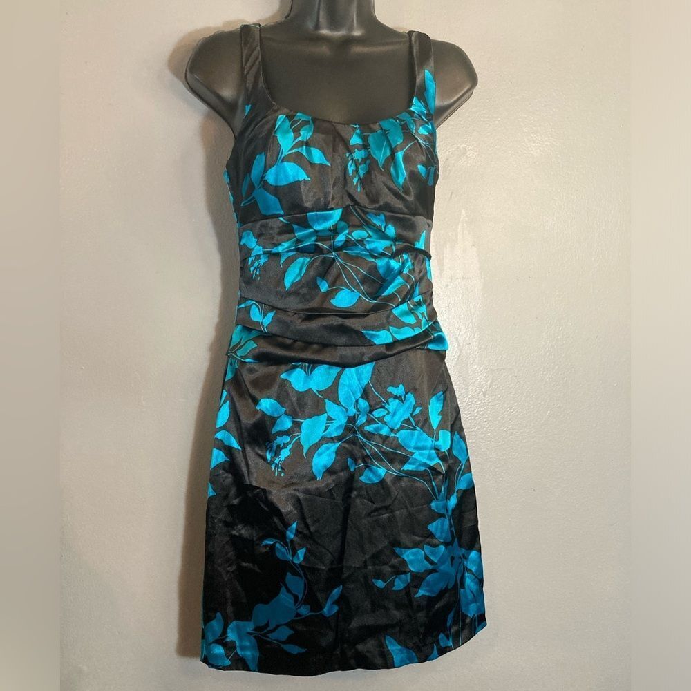 B. Darlin black and blue floral silky mini dress